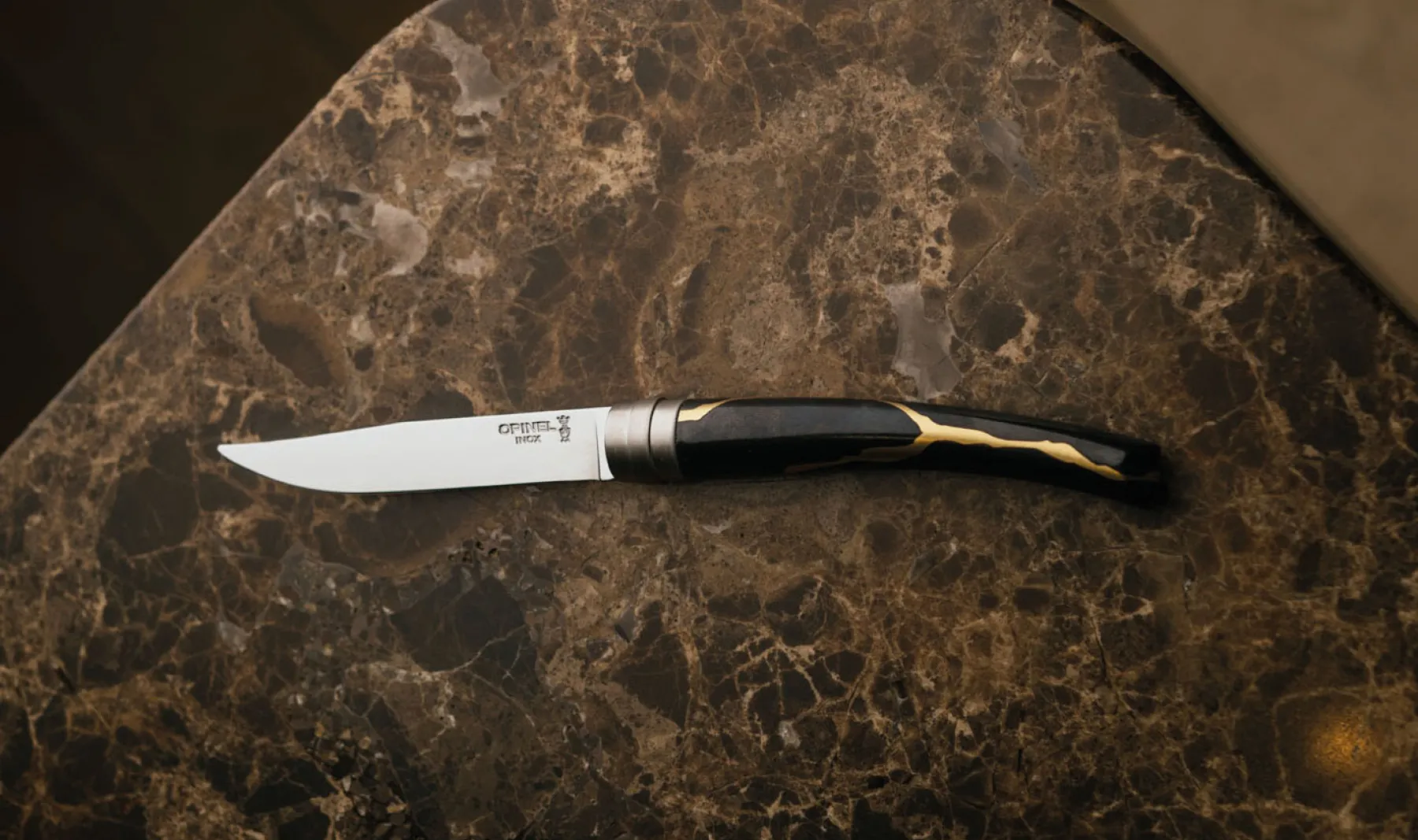 Opinel Coffret de 2 couteaux de table Kintsugi Charbon Lame Argent New