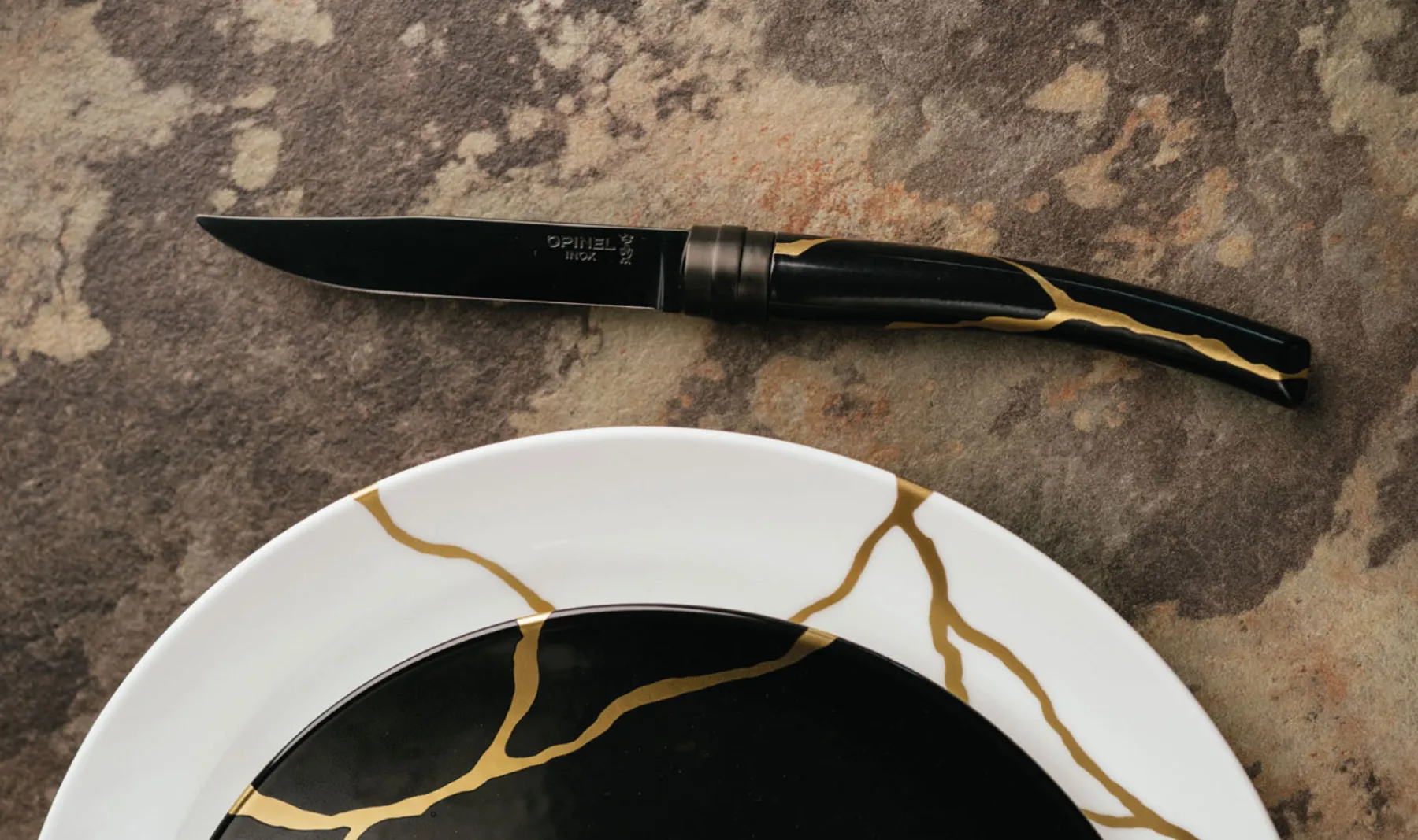 Opinel Coffret de 2 couteaux de table Kintsugi Charbon Lame Noire Best
